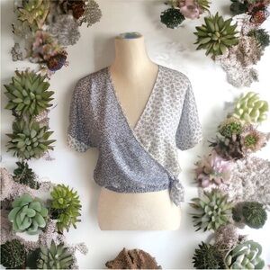 Paper Crane Blue Floral Crop Top